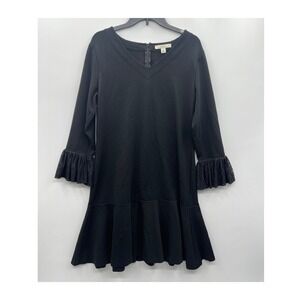Sejour Lace Trim Bell Sleeve Flounce Hem Dress 14W Romantic Noir Whimsigoth